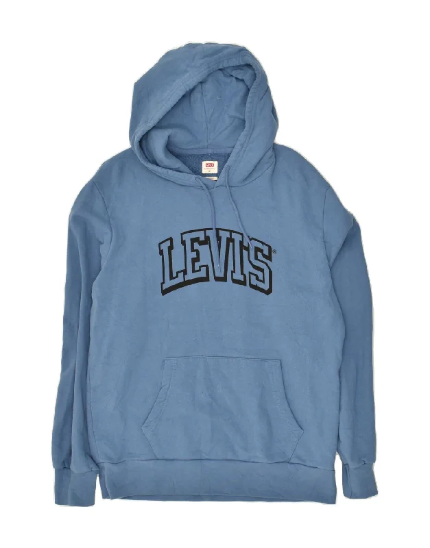 LEVI'S Mens Standard Hooded Graphic Hoodie Jumper Medium Blue Cotton Hoodie with Drawstring Waist Adjustable Fitted LEVI'S Mens Standard Hooded Graphic Hoodie Jumper Medium Blue Cotton Hoodie with Drawstring Waist Adjustable Fitted