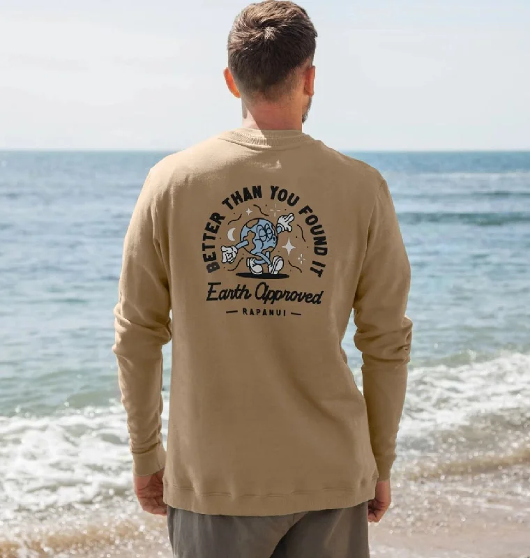 Men's Earth Approved Sweatshirt Hoodie with Distressed Vintage Worn