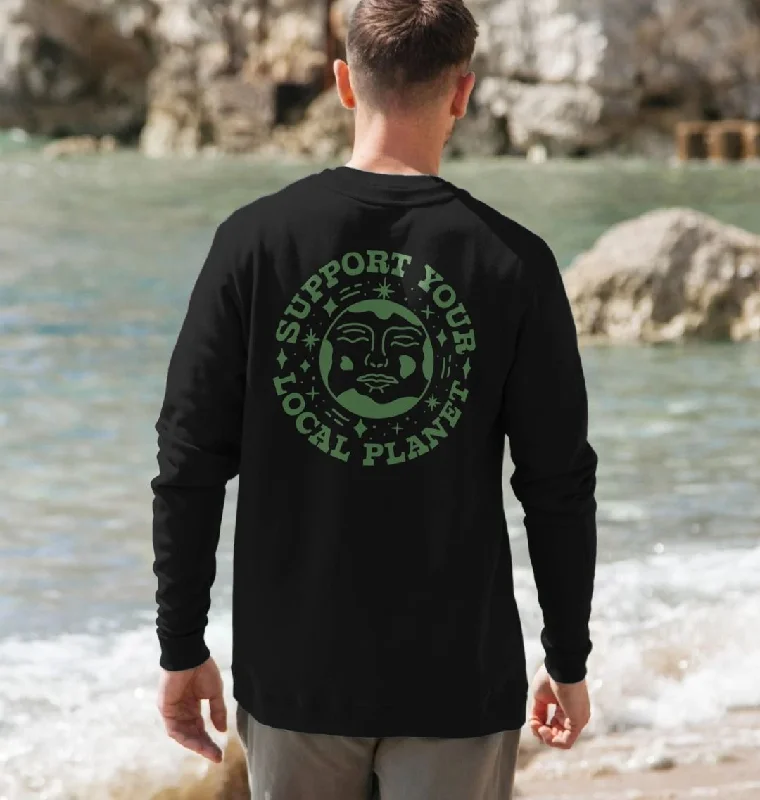 Men's Support Your Local Planet Sweatshirt Hoodie with Patch Decorative Personalized Men's Support Your Local Planet Sweatshirt Hoodie with Patch Decorative Personalized