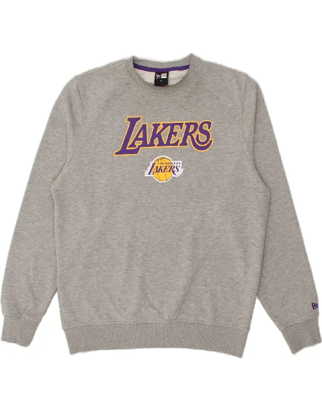 NEW ERA Mens Lakers Graphic Sweatshirt Jumper XL Grey Cotton Hoodie with Slim Fit Tailored Modern NEW ERA Mens Lakers Graphic Sweatshirt Jumper XL Grey Cotton Hoodie with Slim Fit Tailored Modern