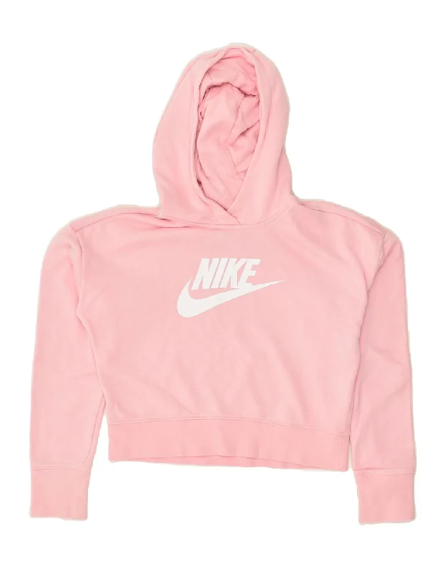 NIKE Girls Graphic Crop Hoodie Jumper 12-13 Years Large Pink Cotton Hoodie with Ribbed Cuffs Snug Fit Comfort NIKE Girls Graphic Crop Hoodie Jumper 12-13 Years Large Pink Cotton Hoodie with Ribbed Cuffs Snug Fit Comfort