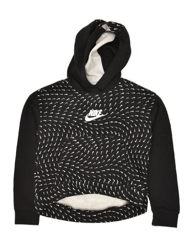 NIKE Girls Hoodie Jumper 12-13 Years Large Black Cotton Hoodie with Camouflage Military Edgy NIKE Girls Hoodie Jumper 12-13 Years Large Black Cotton Hoodie with Camouflage Military Edgy