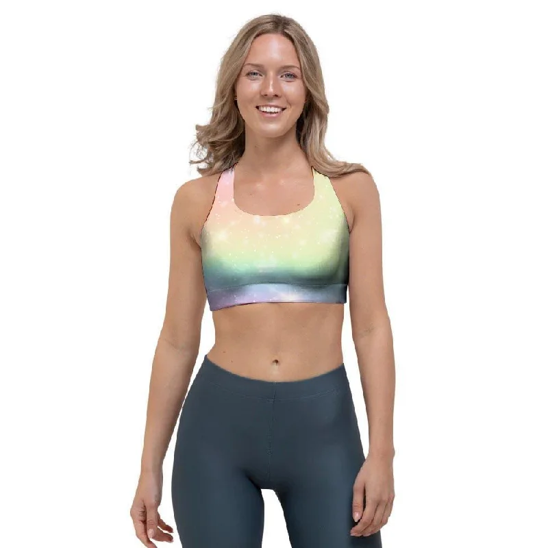 Psychedelic Trippy Holographic Sports Bra Adjustable Bra Straps