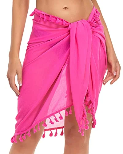 Swimsuit Wrap Skirt Cover Up Bathing Suits Wraps For Women-Neon Pink Adjustable Swim Top Swimsuit Wrap Skirt Cover Up Bathing Suits Wraps For Women-Neon Pink Adjustable Swim Top