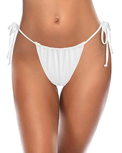 Women's Sexy String Swimsuit Bottom Low Waist Bikini Bottoms-White Color-Block Bikini Women's Sexy String Swimsuit Bottom Low Waist Bikini Bottoms-White Color-Block Bikini