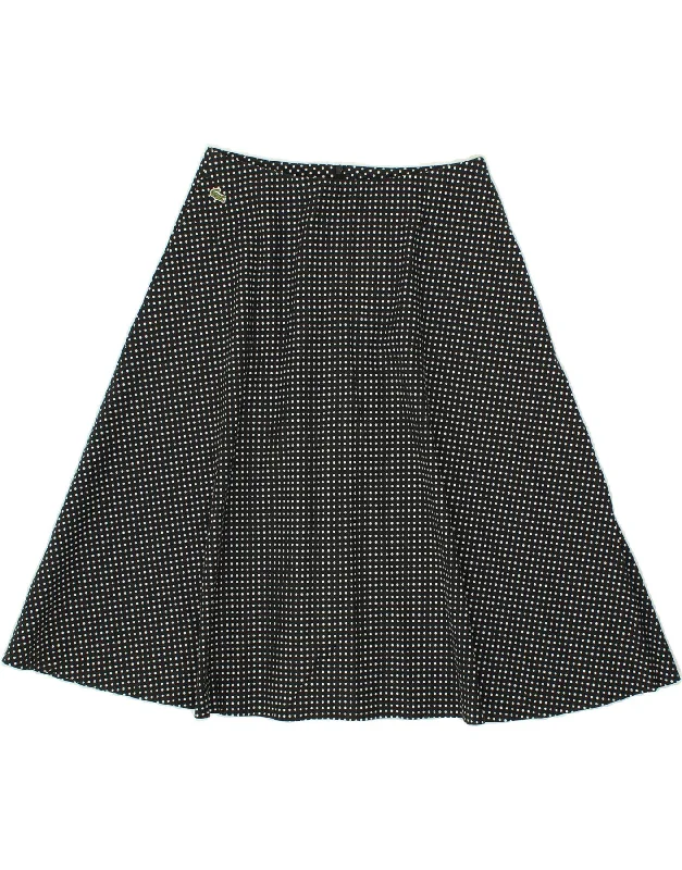 LACOSTE Womens A-Line Skirt Size 36 Small W25 Black Polka Dot Cotton denim skirt trendy LACOSTE Womens A-Line Skirt Size 36 Small W25 Black Polka Dot Cotton denim skirt trendy