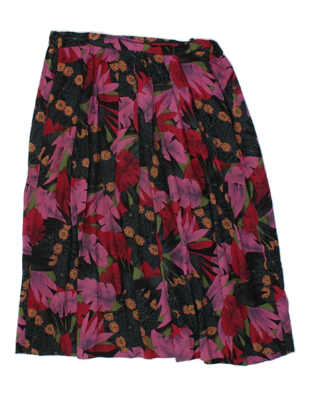 VINTAGE Womens Pleated Skirt UK 12 Medium W38 Multicoloured Floral Viscose lightweight skirt design VINTAGE Womens Pleated Skirt UK 12 Medium W38 Multicoloured Floral Viscose lightweight skirt design